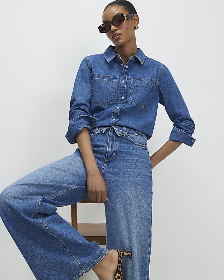 Blue Denim Collared Shirt