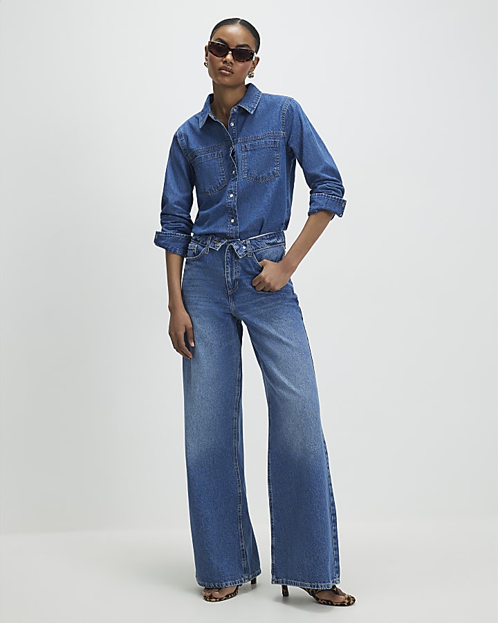 Blue Denim Collared Shirt