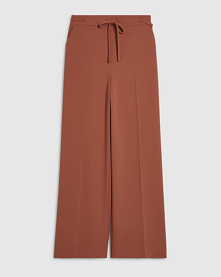 Orange Wide Leg Tailored Trousers