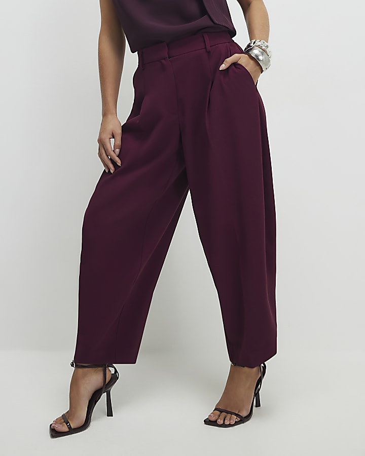 Petite Red Barrel Leg Trousers