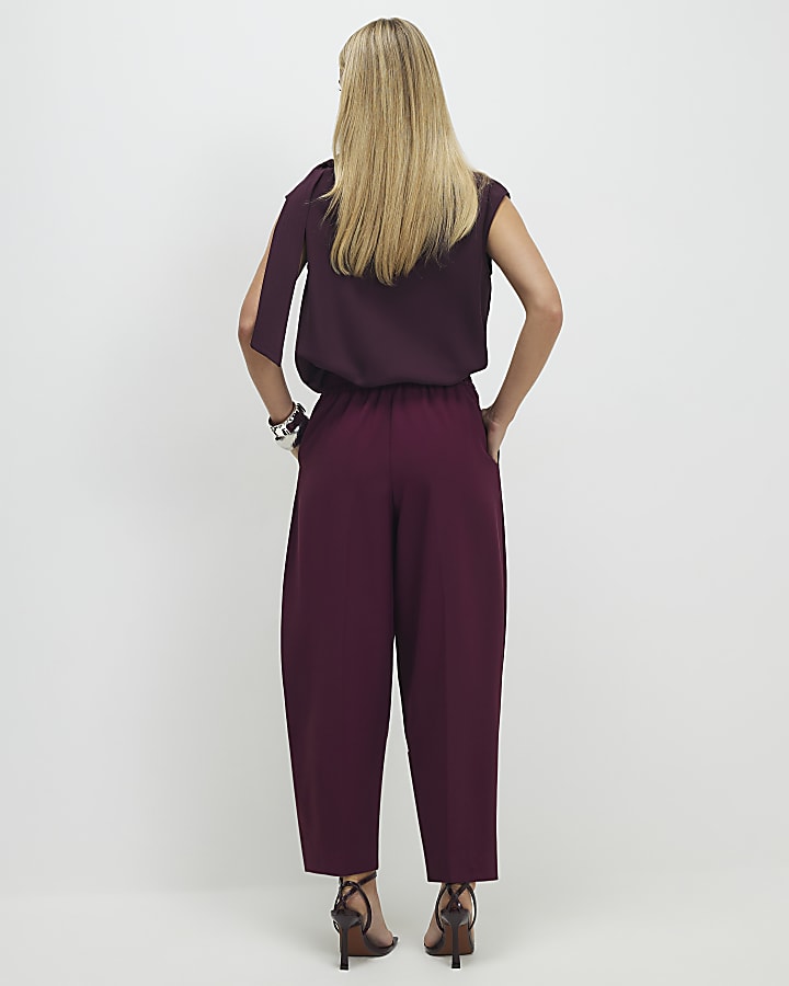 Petite Red Barrel Leg Trousers