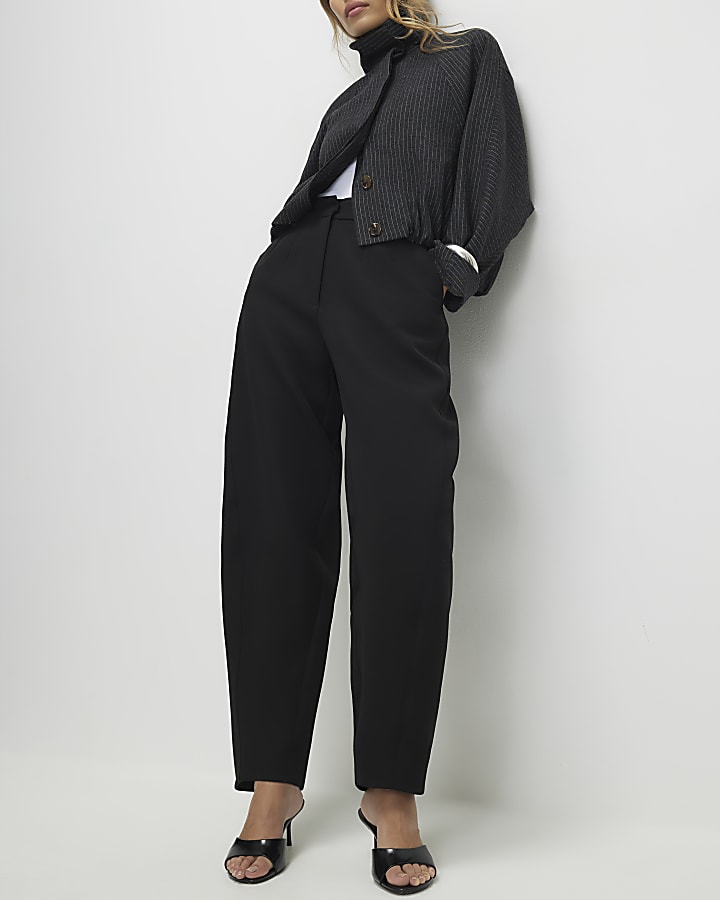 Black Tailored Tapered Trousers