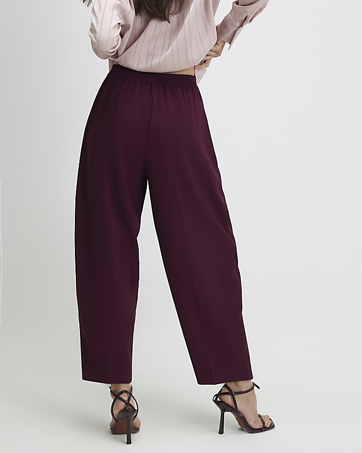 Red Drapey Barrel Leg Trousers