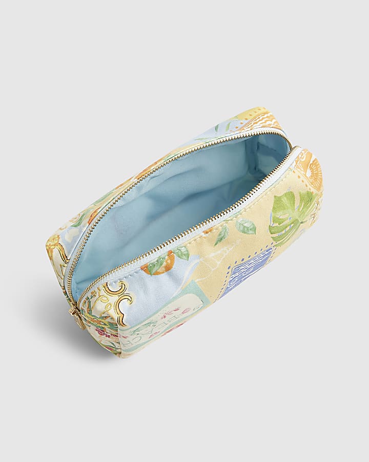 Cream Abstract Print Soft Make Up Bag