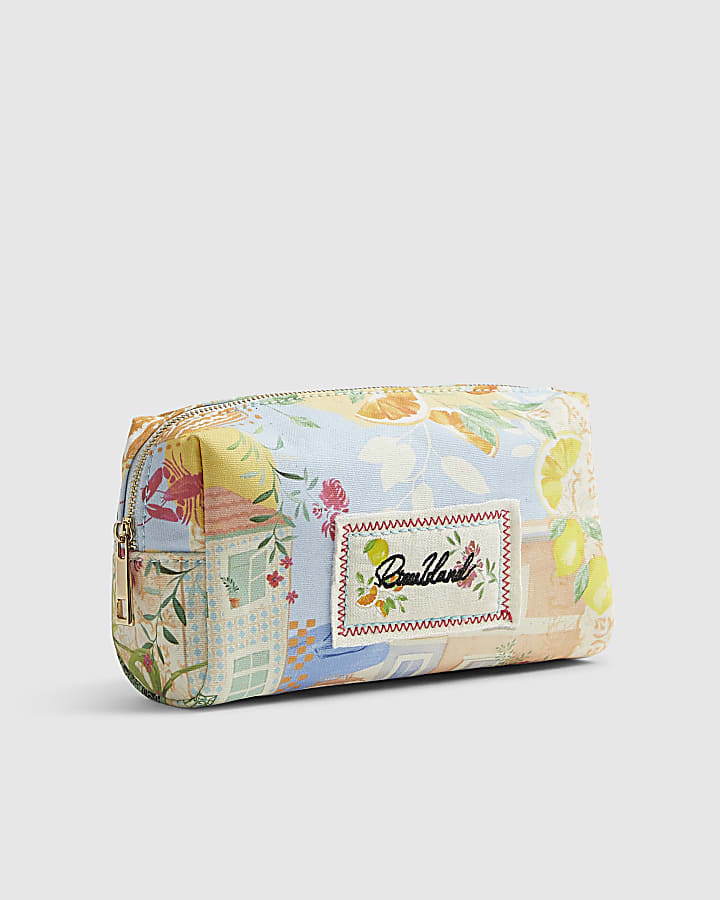 Cream Abstract Print Soft Make Up Bag