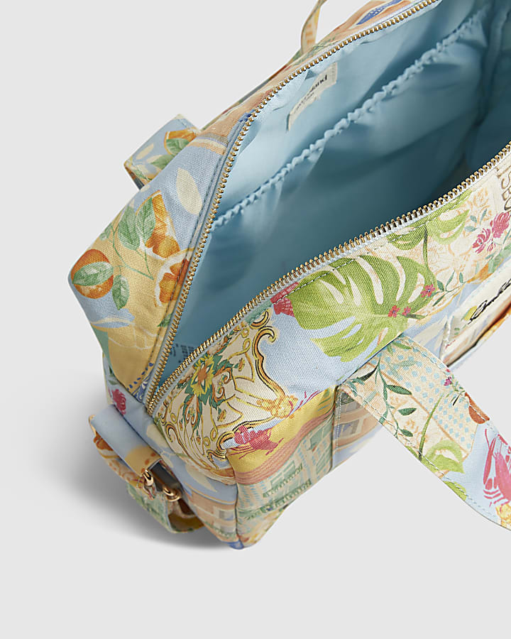 Cream Abstract Print Soft Holdall Bag