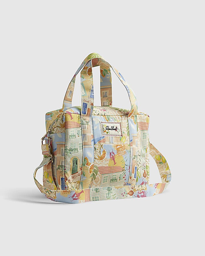 Cream Abstract Print Soft Holdall Bag