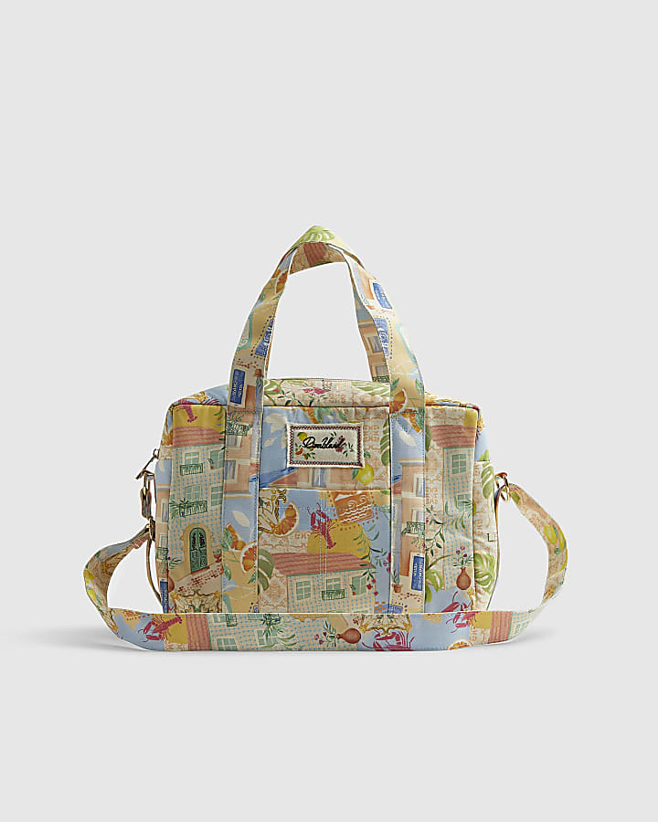 Cream Abstract Print Soft Holdall Bag