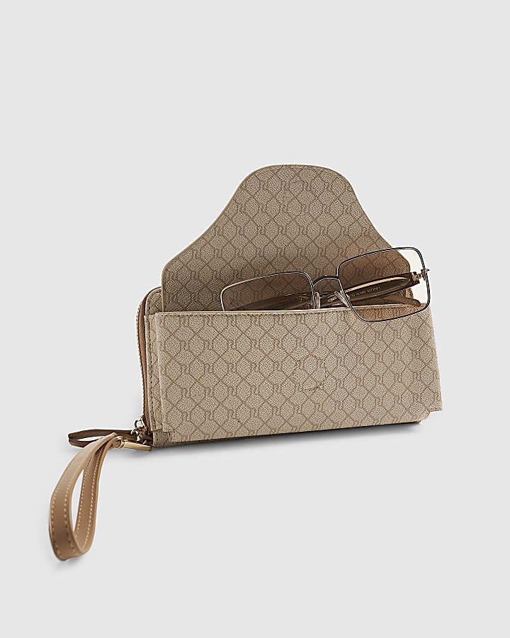 Beige Sunglasses Phone Card Pouch
