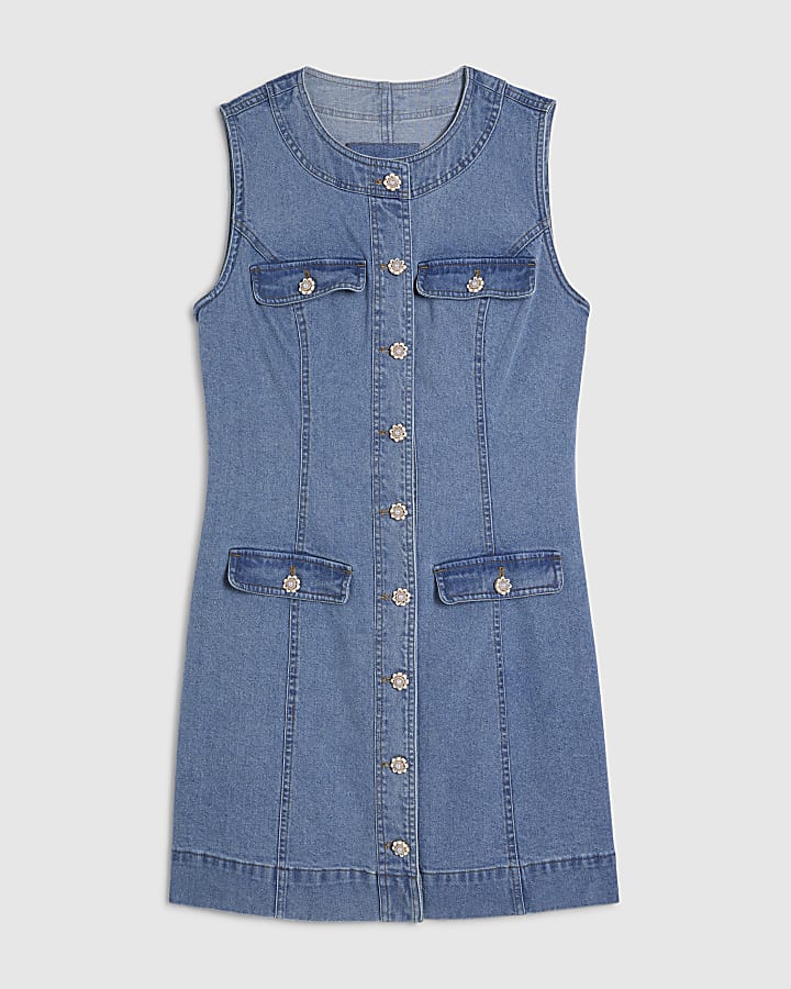 Blue Denim Mini Shift Dress