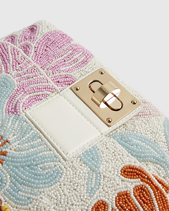 Cream Beaded Shoulder Bag