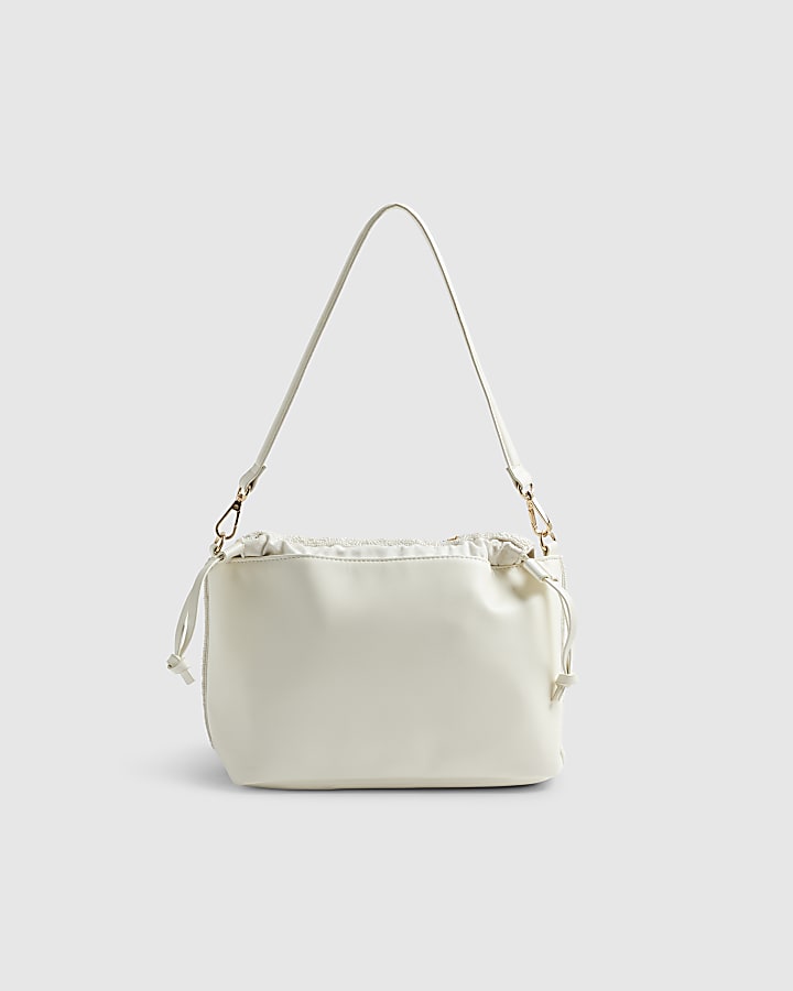 Cream Beaded Shoulder Bag