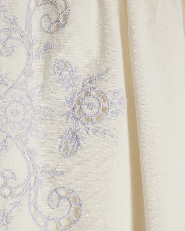White Cutwork Balloon Leg Trousers