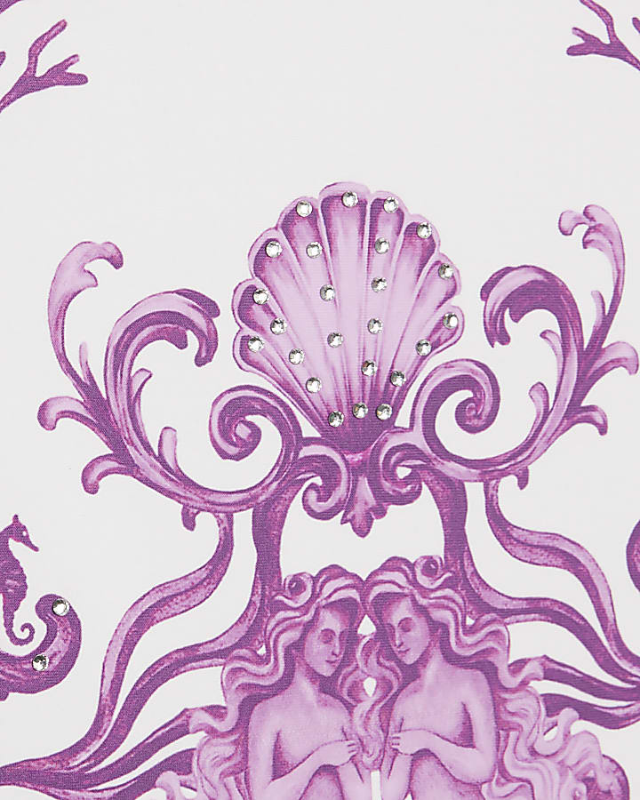 Cream Dolce Placement Print Swimsuit