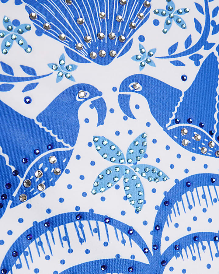 White One Shoulder Print Swimsuit