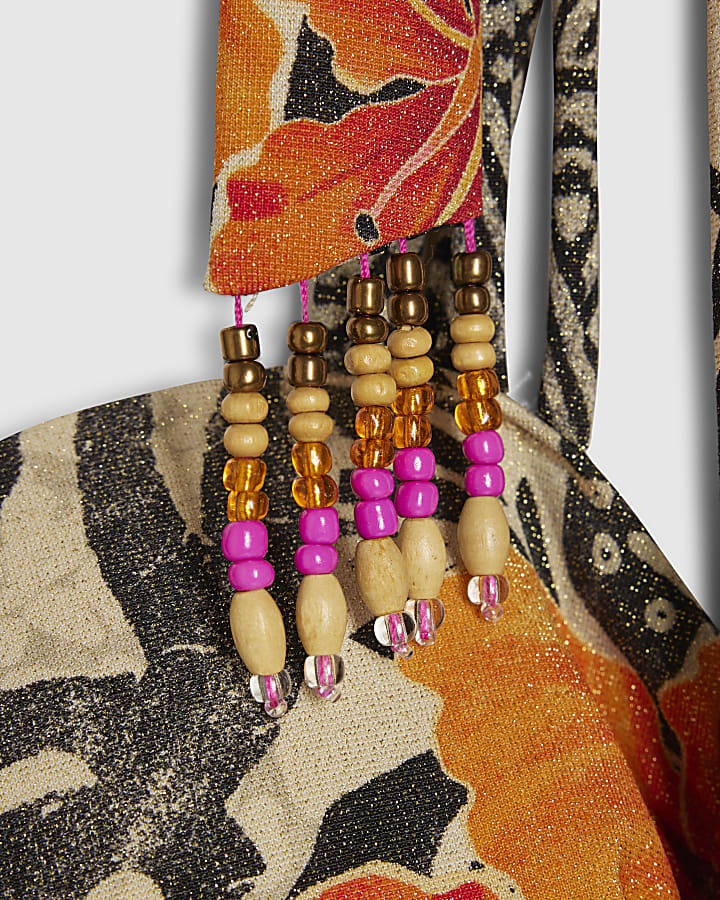 Black Floral Structured Bikini Top