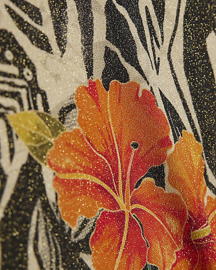 Black Floral Low Rise Bikini Bottoms