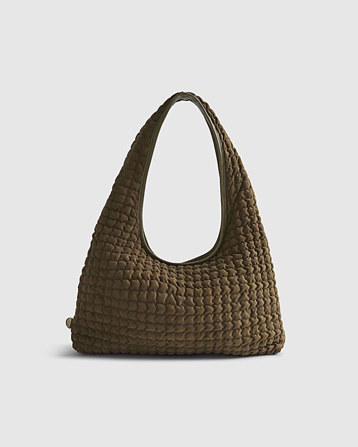 Khaki Scrunch Slouchy Shoulder Bag