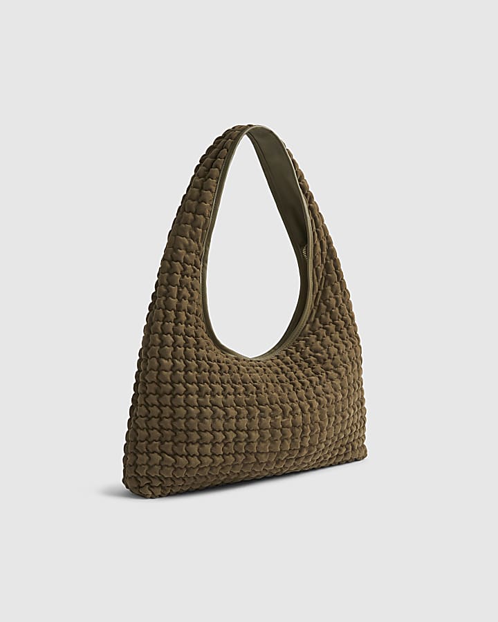 Khaki Scrunch Slouchy Shoulder Bag