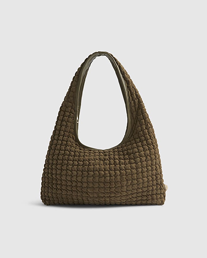 Khaki Scrunch Slouch Shoulder Bag