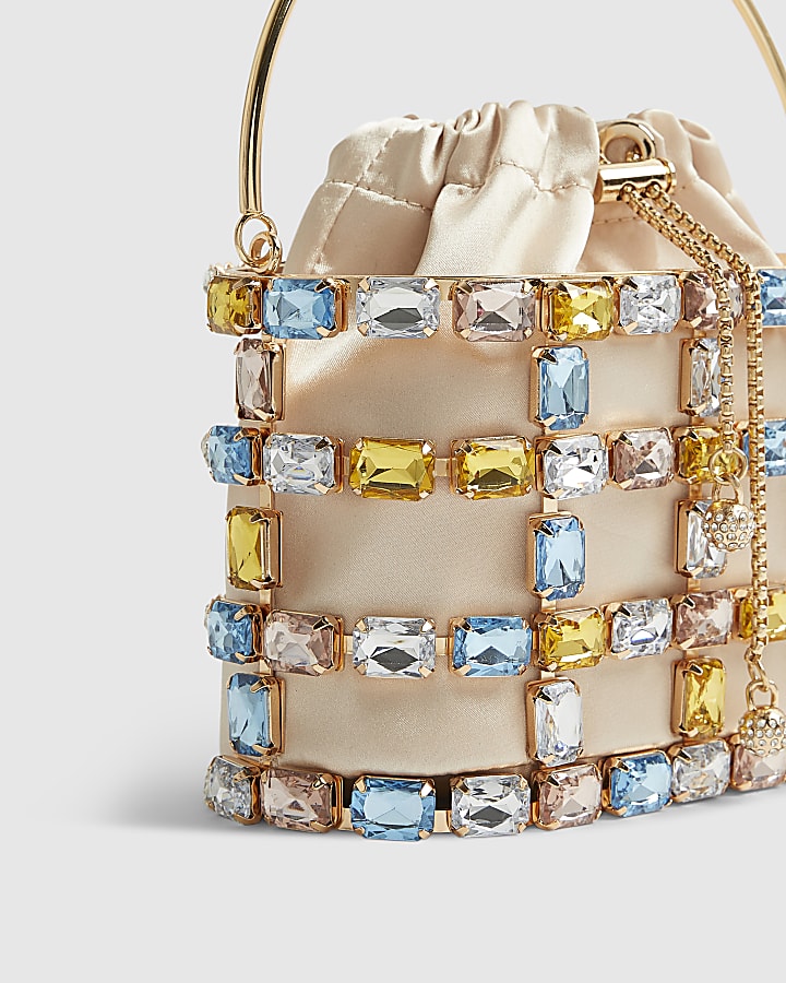 Gold Multi Gem Basket Bag