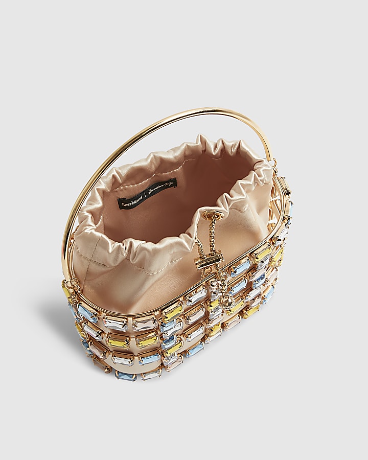 Gold Multi Gem Basket Bag