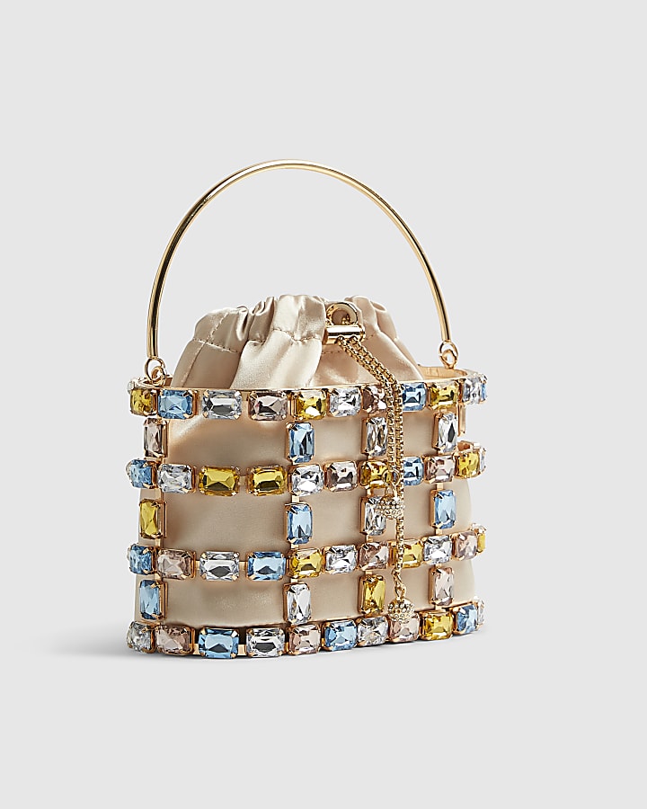 Gold Multi Gem Basket Bag