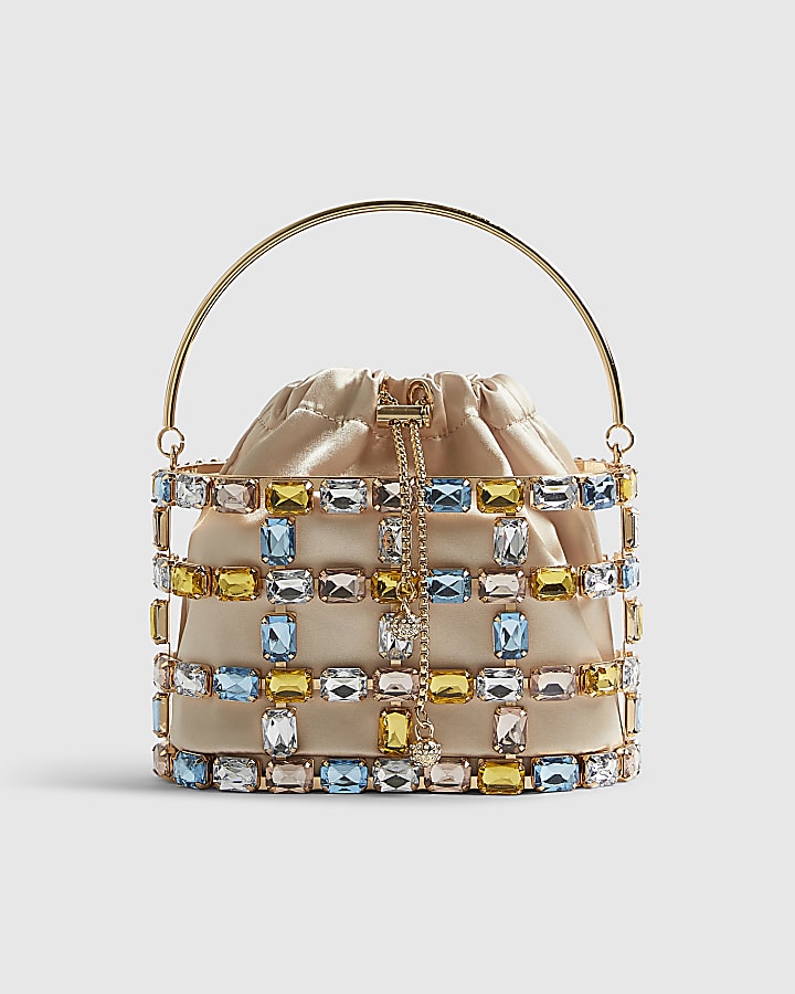 Gold Multi Gem Basket Bag