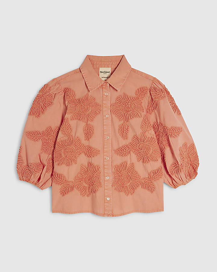 Pink Cotton Puff Sleeve Cornelli Shirt