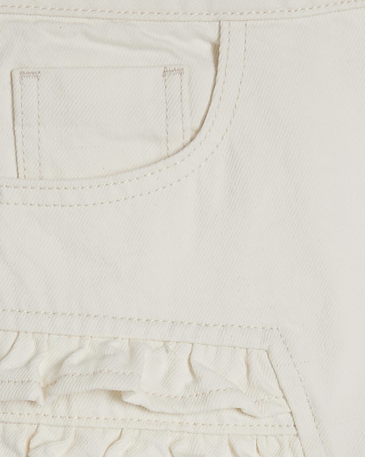 Cream Frill Hotpant Denim Shorts