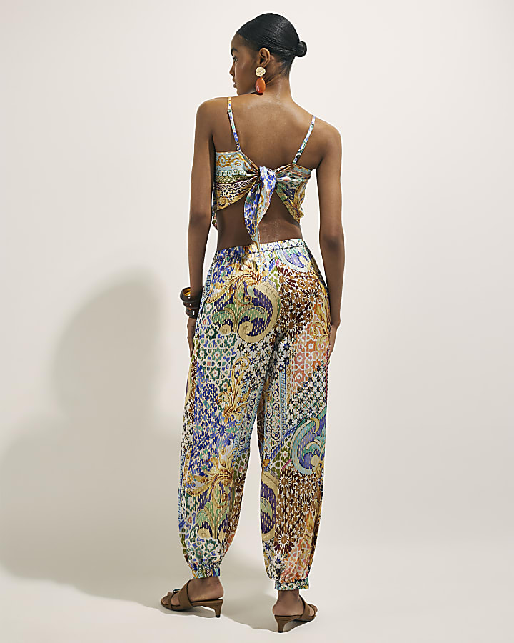 Blue Tile Print Hareem Trousers