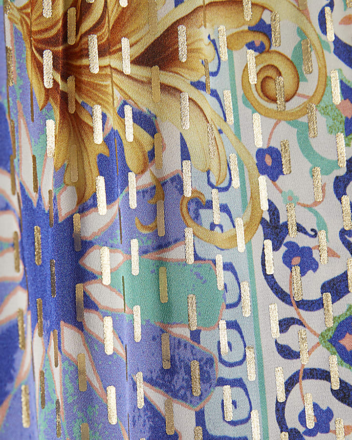 Blue Tile Print Hareem Trousers