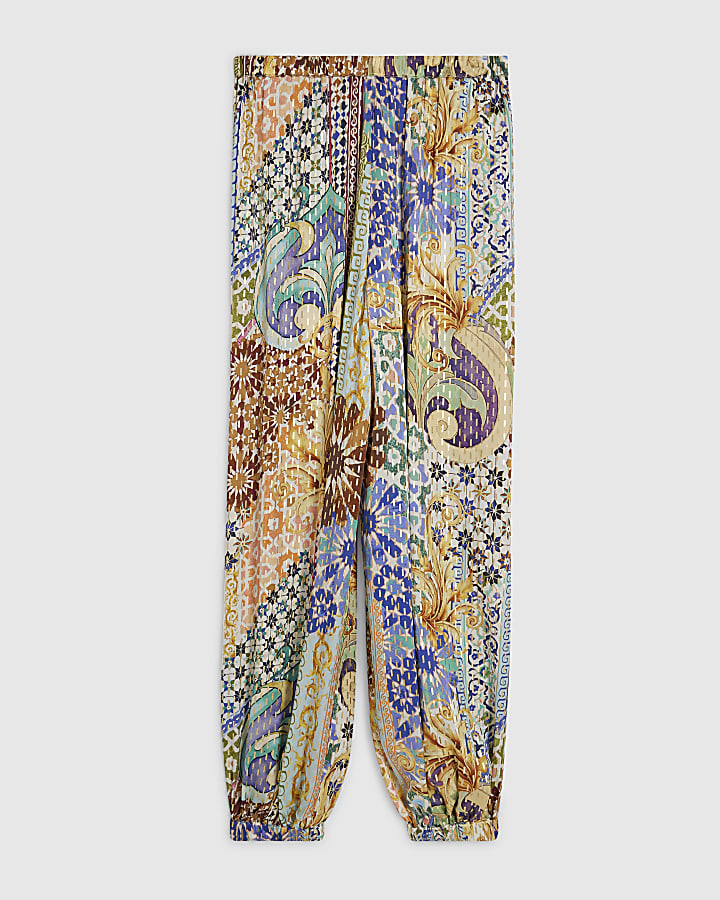 Blue Tile Print Hareem Trousers