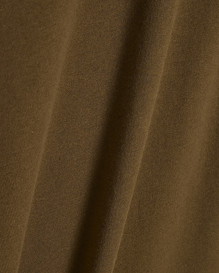 Khaki Cotton T-Shirt Midi Dress