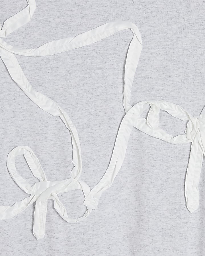 Grey Bow Detail Sweatshirt