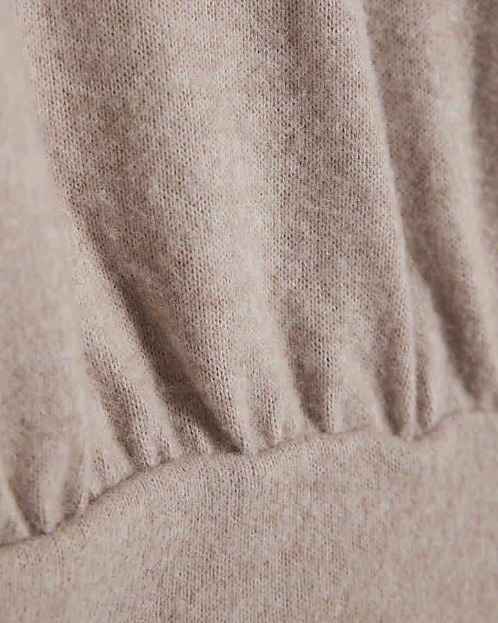 Beige Long sleeve Cosy Banded Top