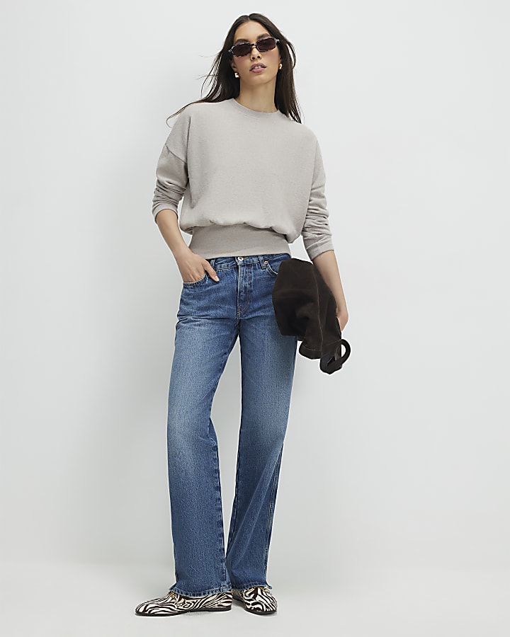 Beige Long sleeve Cosy Banded Top