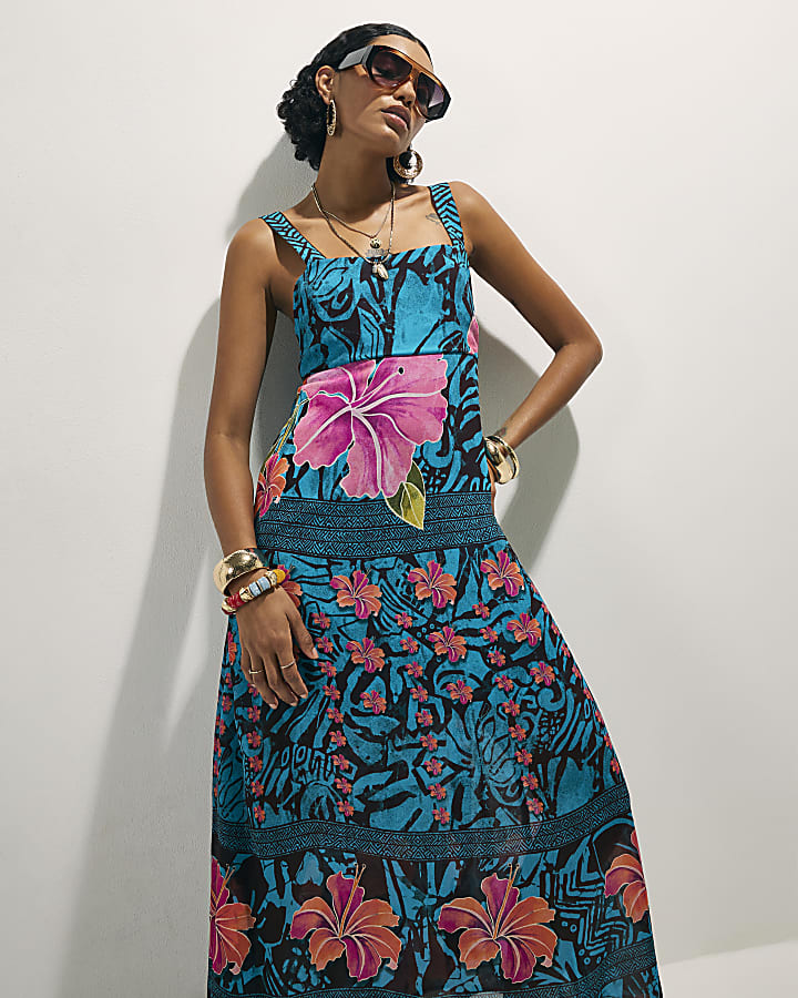 Blue Babydoll Maxi Dress