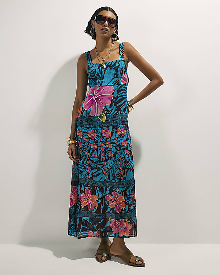 Blue Babydoll Maxi Dress
