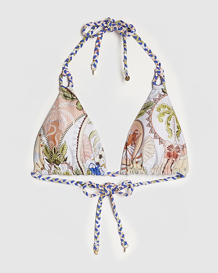 Blue Reversible Triangle Bikini Top