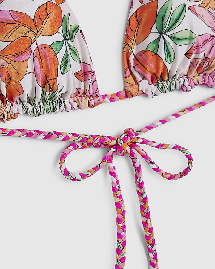 Pink Reversible Triangle Bikini Top