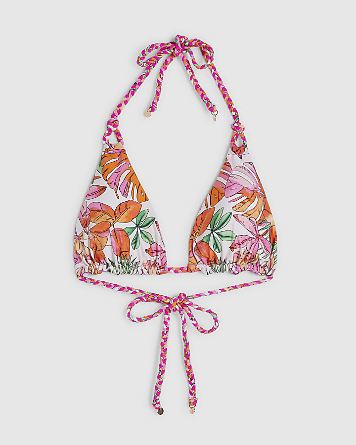 Pink Reversible Triangle Bikini Top