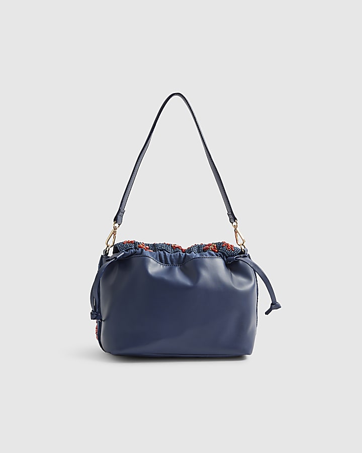 Blue Beaded Shoulder Bag