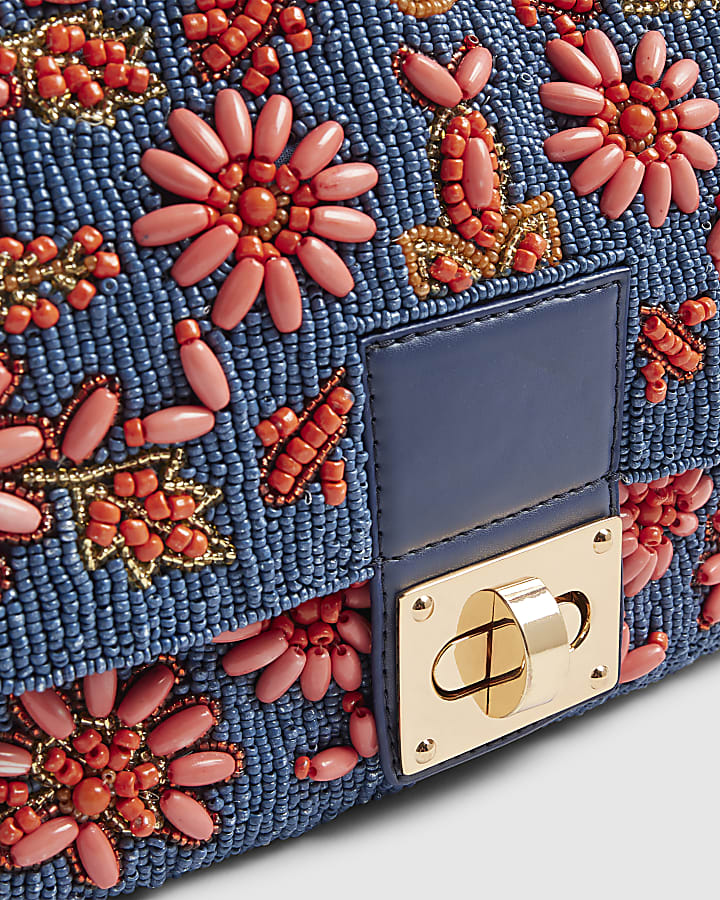Blue Beaded Shoulder Bag