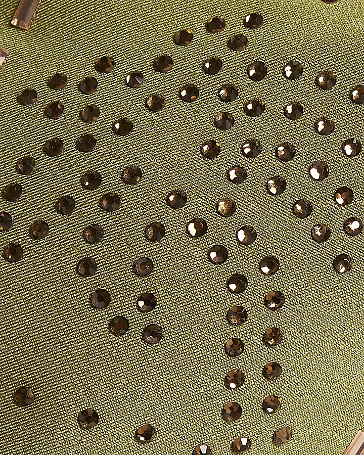 Khaki Diamante Bandeau Bikini