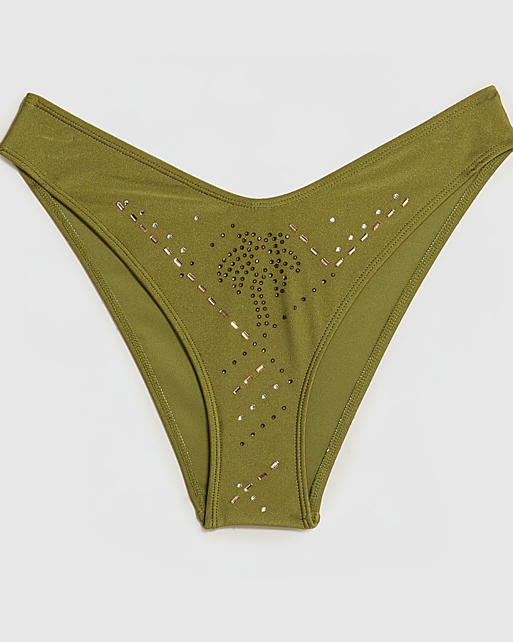 Khaki Diamante Bikini Bottom