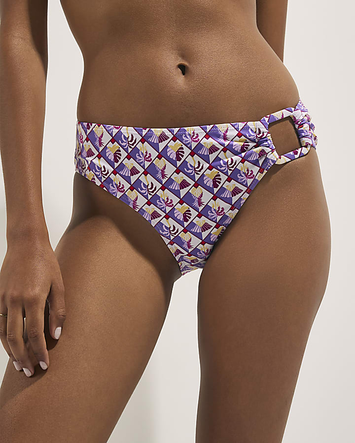 Purple Geometric Pineapple Bikini Bottoms