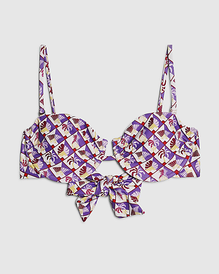 Purple Structured Pineapple Bikini Top