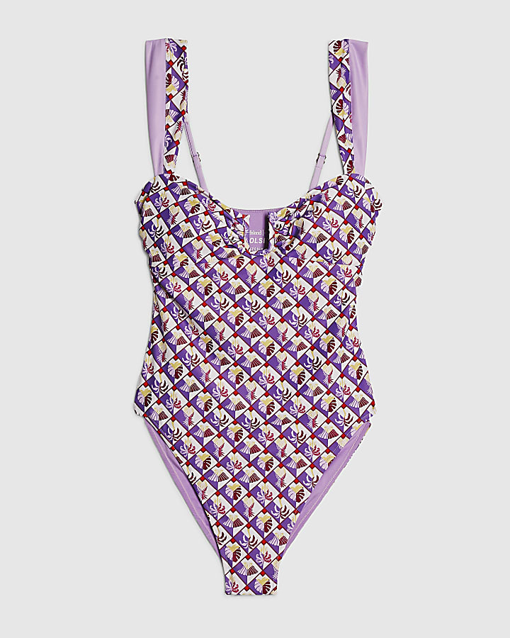 Purple Geometric Pineapple Swimsuit