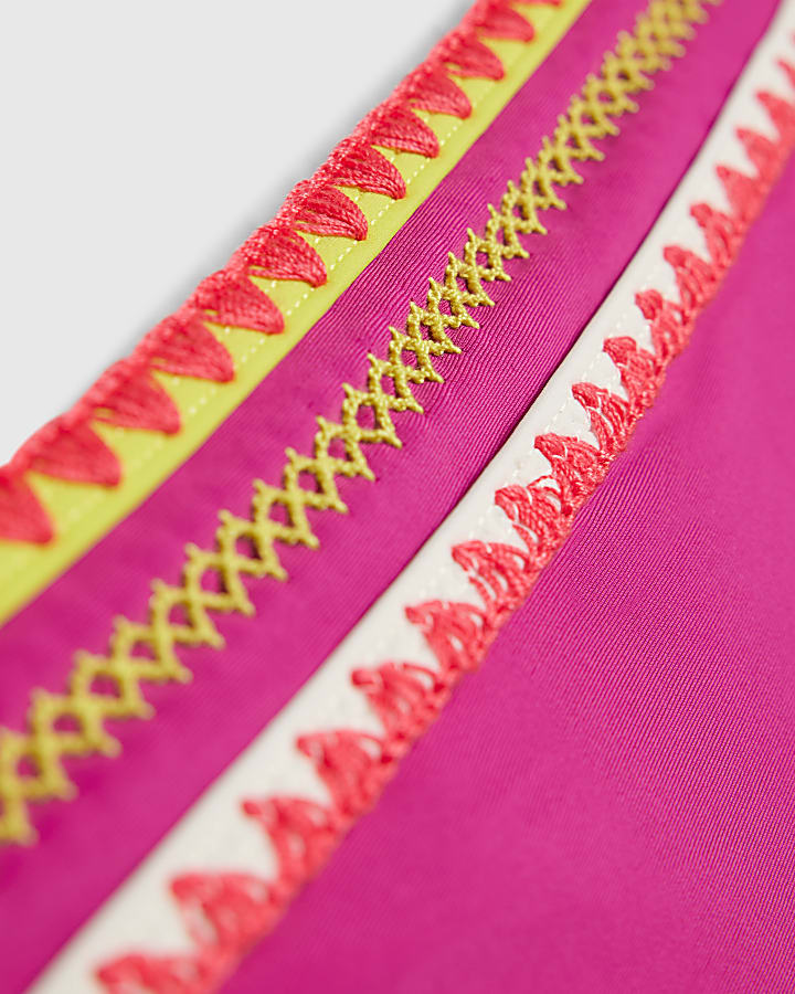 Purple High Leg Whipstitch Bikini Bottoms